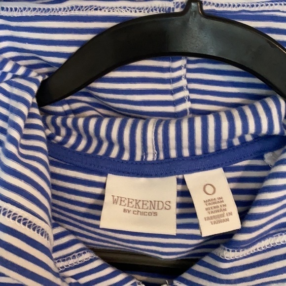 Chico’s Zip Up blue & white Hoodie Chicos 0 or Size Small - Picture 4 of 6